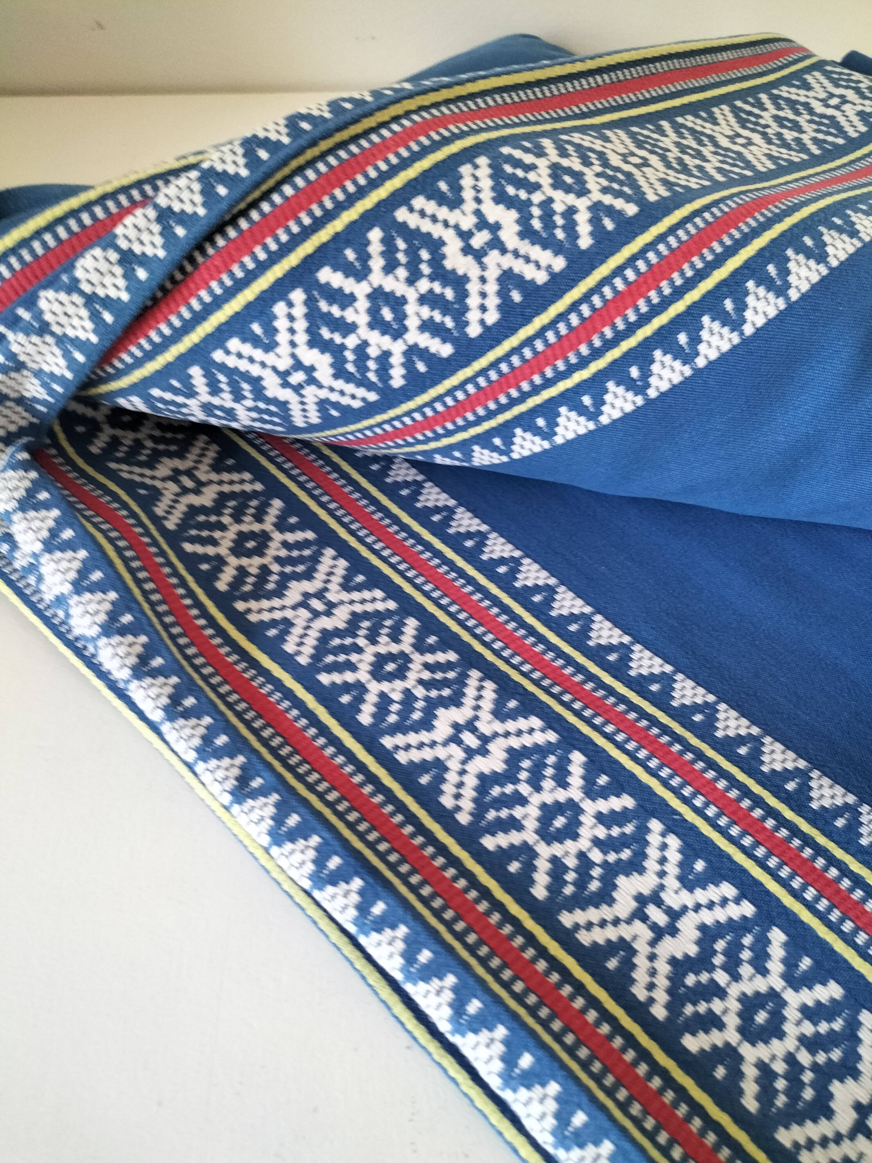 grande nappe et 11 serviettes vintage basque bleu indigo,