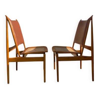 Deux chaises FJ49 Egyptian Finn Juhl rares