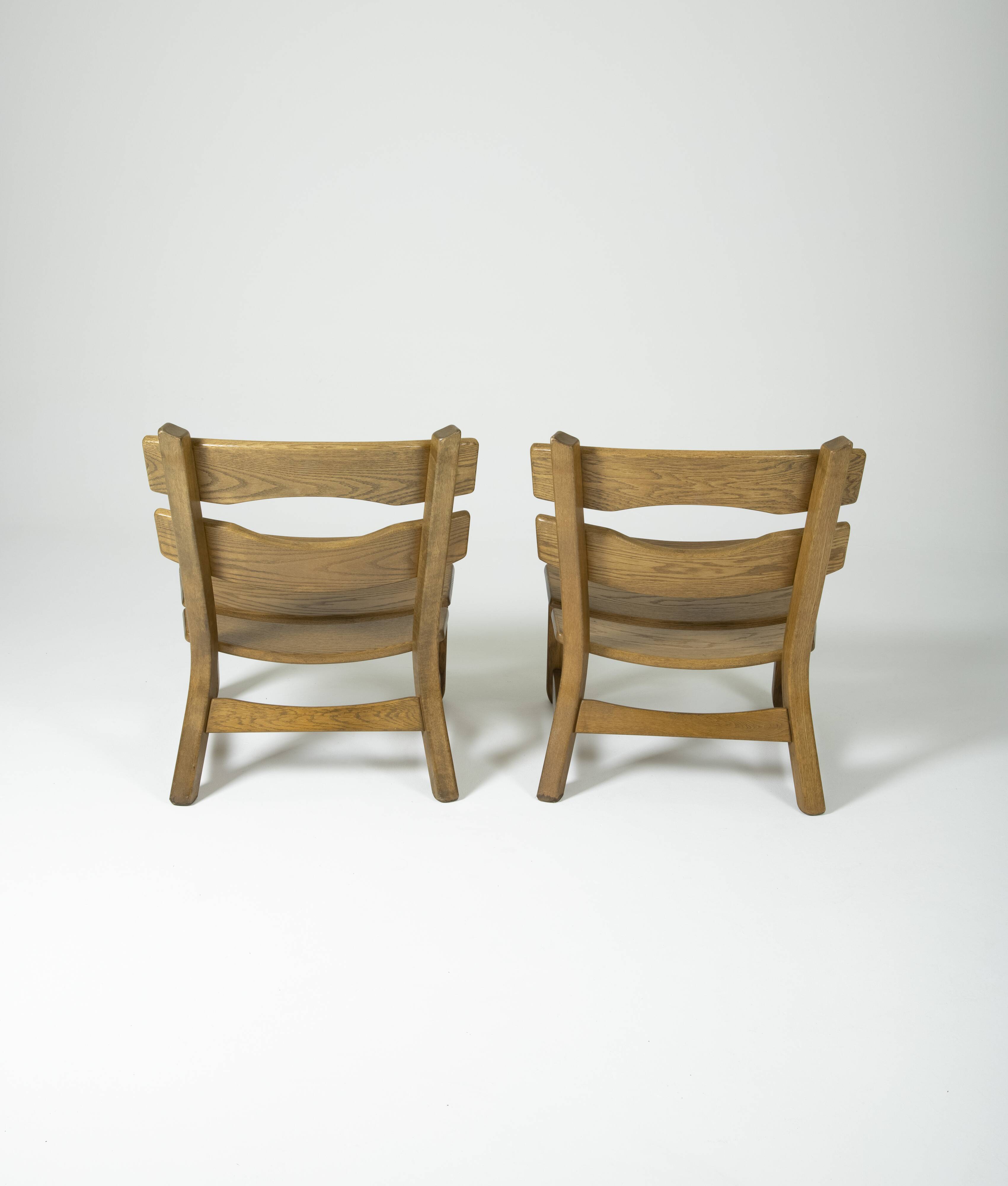 Pair of brutalist oak chairs by Dittmann & Co for Awa Radbound, 1960s