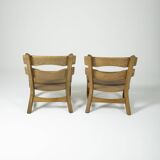 Pair of brutalist oak chairs by Dittmann & Co for Awa Radbound, 1960s