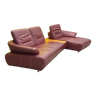 Canapé d’angle vintage koinor avanti avec structure en bois et revêtement en cuir rouge