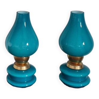 Paire lampes vintage verre