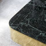 Coffee table lounge marble green brass small