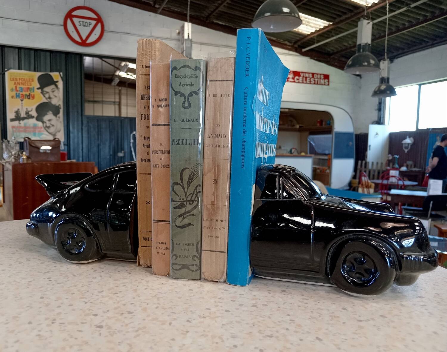 Pair of Porsche 911 earthenware bookends