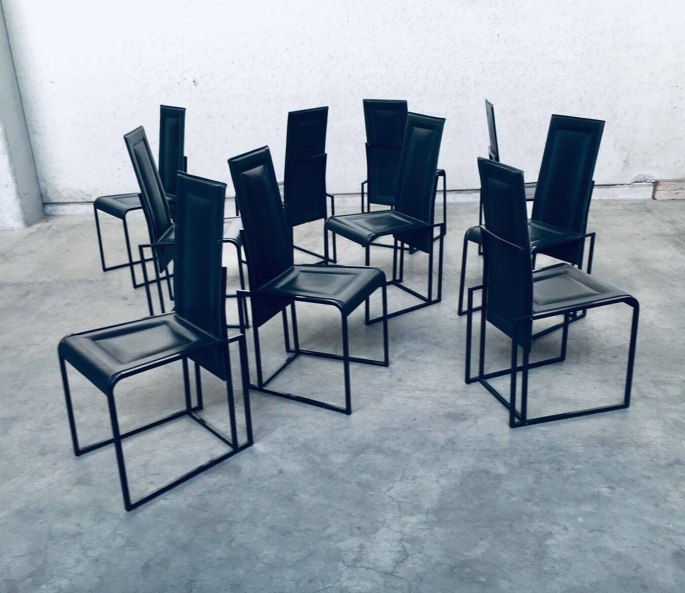 Postmodern architectural dining chairs, Italy, 1980s, set of 10