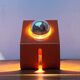 Lampe de table métallique orange minimaliste de l'ère spatiale moderne du milieu du siècle, années 1960