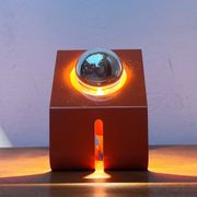 Orange metal table lamp, minimalist, modern mid-century space age, 1960s.
