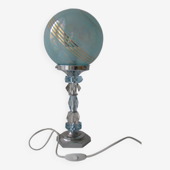 Vintage art deco crystal and opaline lamp