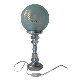 Lampe vintage art deco cristal et opaline