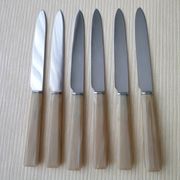 Set of 6 Pradel stainless steel cheese knives and bovine horn