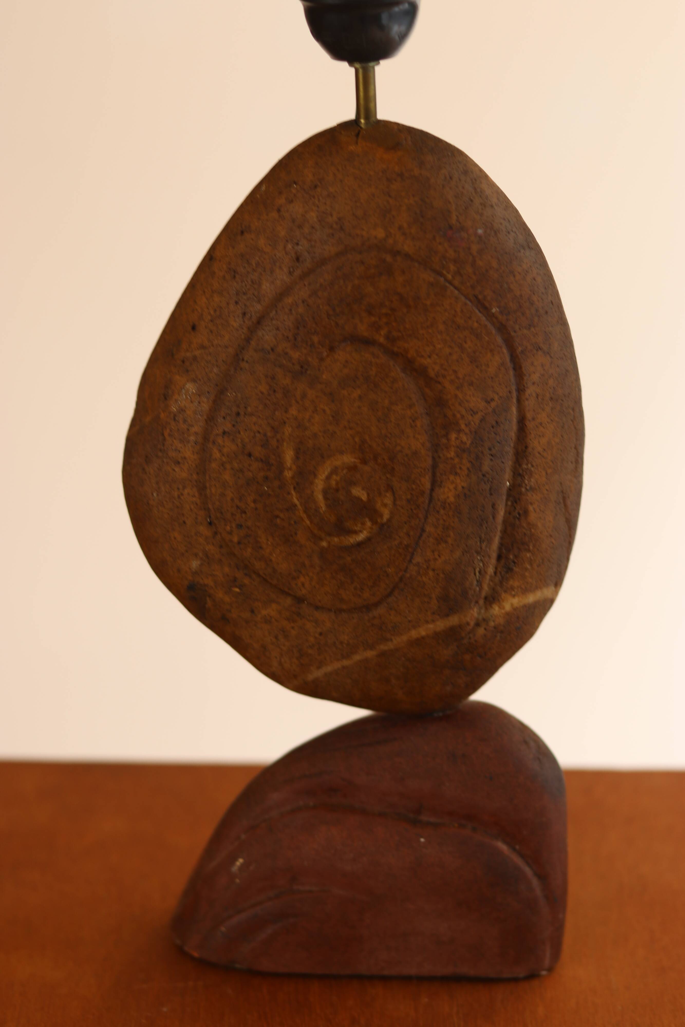 Carved stone lamp base, circa 1970
