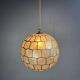 Midcentury mother of pearl Capiz shell & brass sphere large pendant, 1960s
