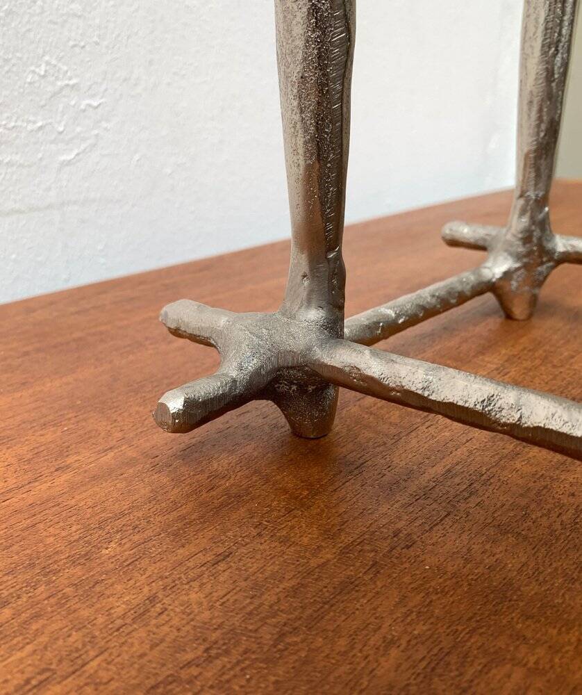 Brutalist sculptural cast aluminium candlestick Danish