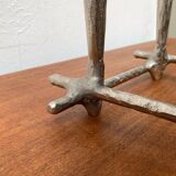Brutalist sculptural cast aluminium candlestick Danish