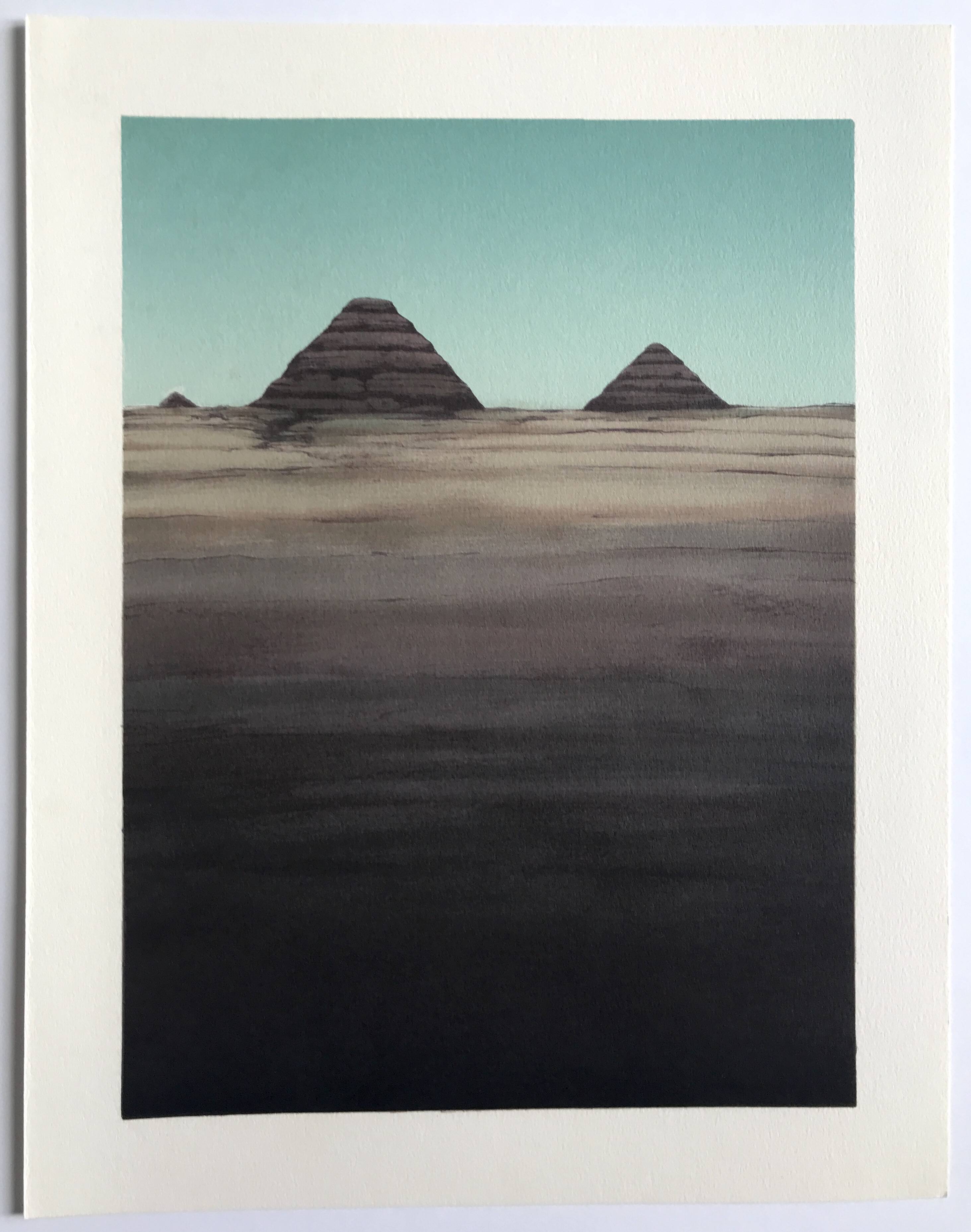 Original lithograph by Alain Le Foll, Khufu, Kephren, Mykerin, 1978