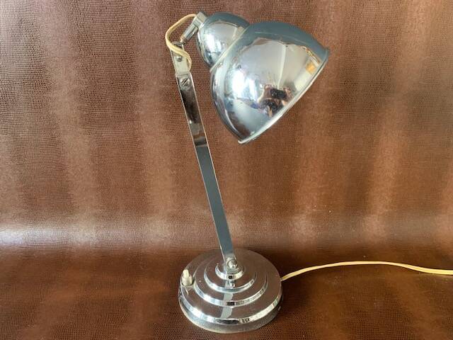 Old Art Deco desk lamp, in chrome metal-1950
