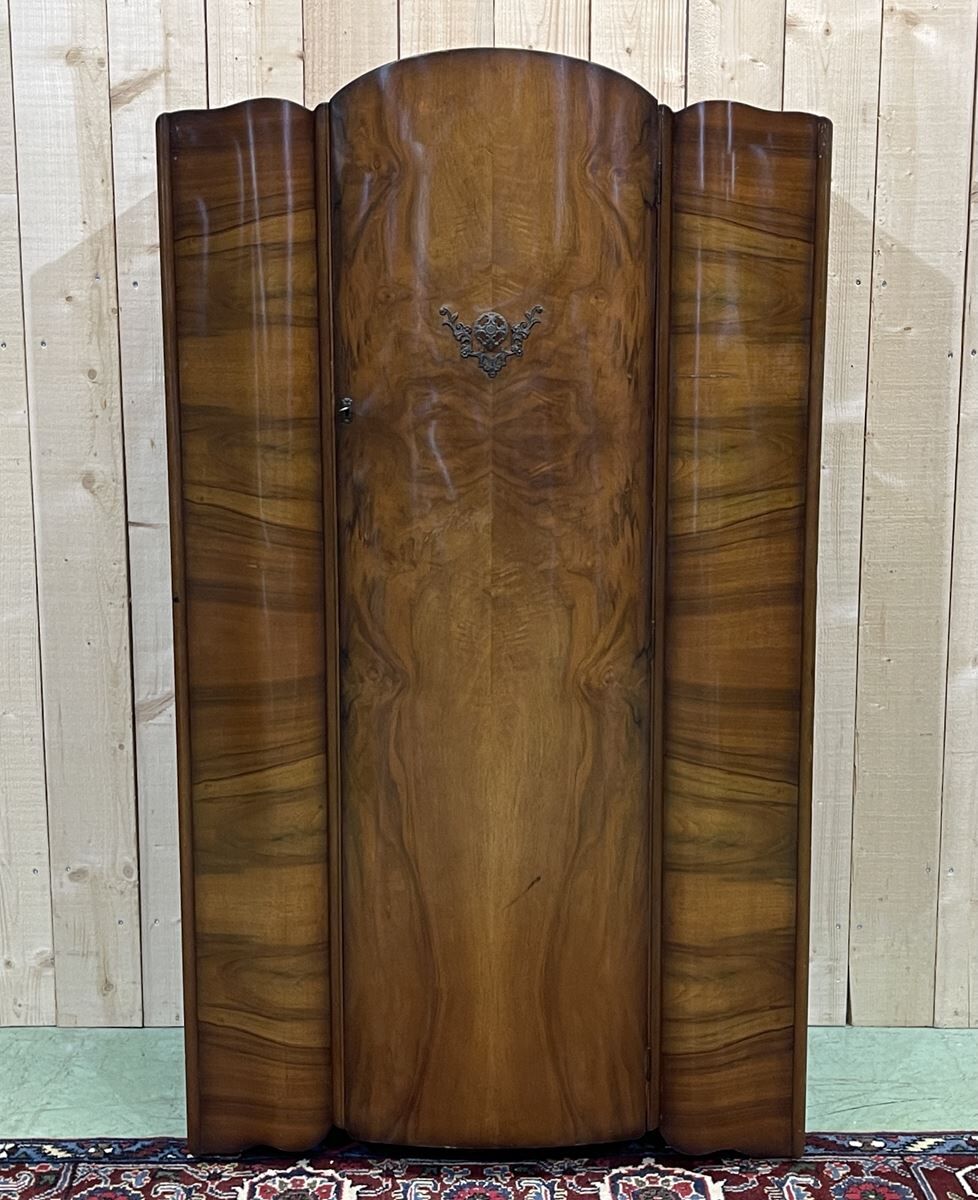 Wardrobe English art deco wardrobe in walnut magnifying glass