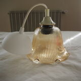Striated tulip-shaped pendant light, in smoked glass
