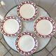 4 flat plates Badonviller tulips burgundy years 30-40