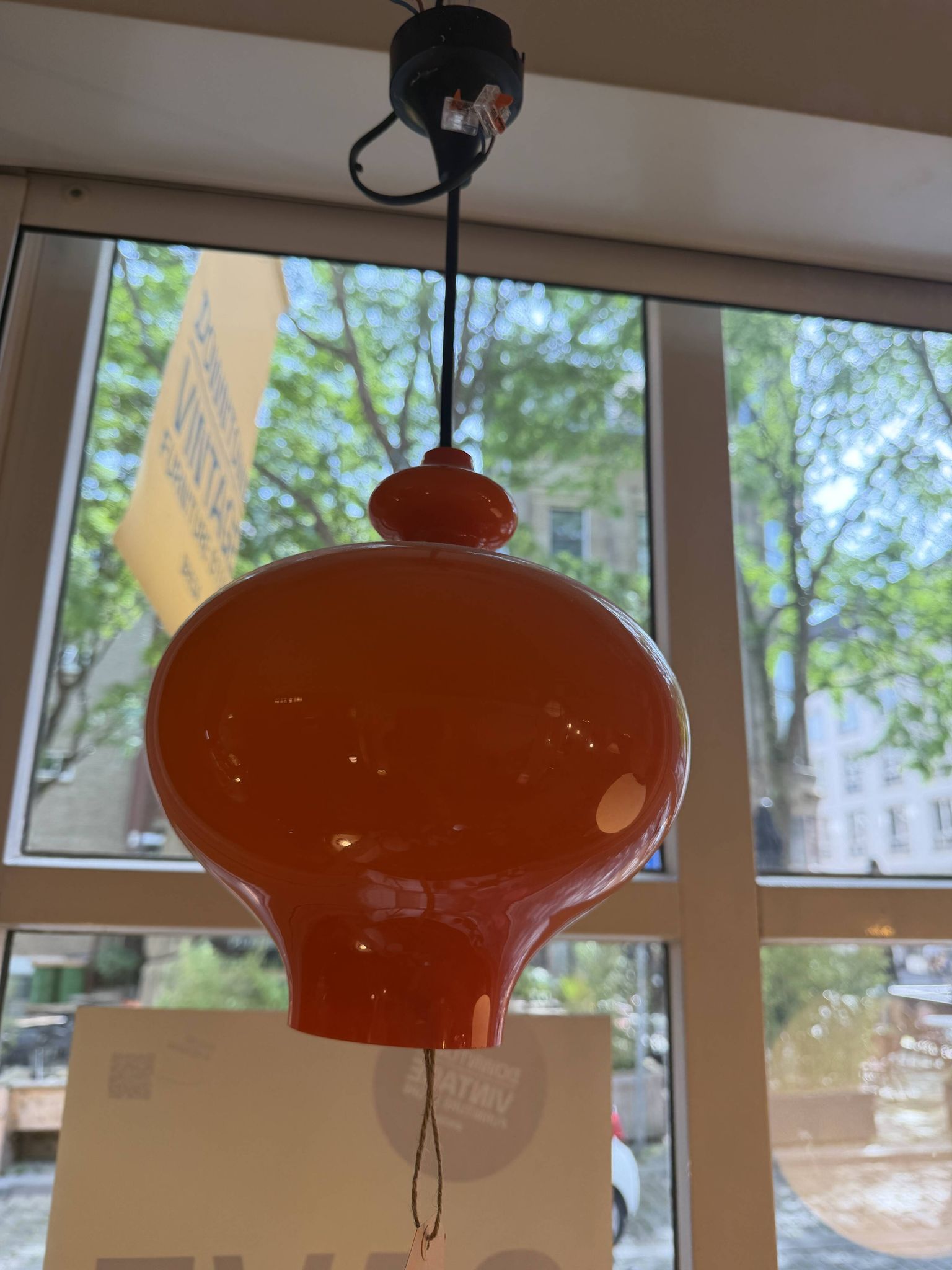 Orange glass suspension light Swedish Oplight by Hans Agne Jakobsson for AB Markaryd