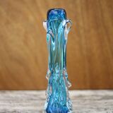 Vintage blown glass vase, blue vase, fat lava glass vase, interior decoration, collection