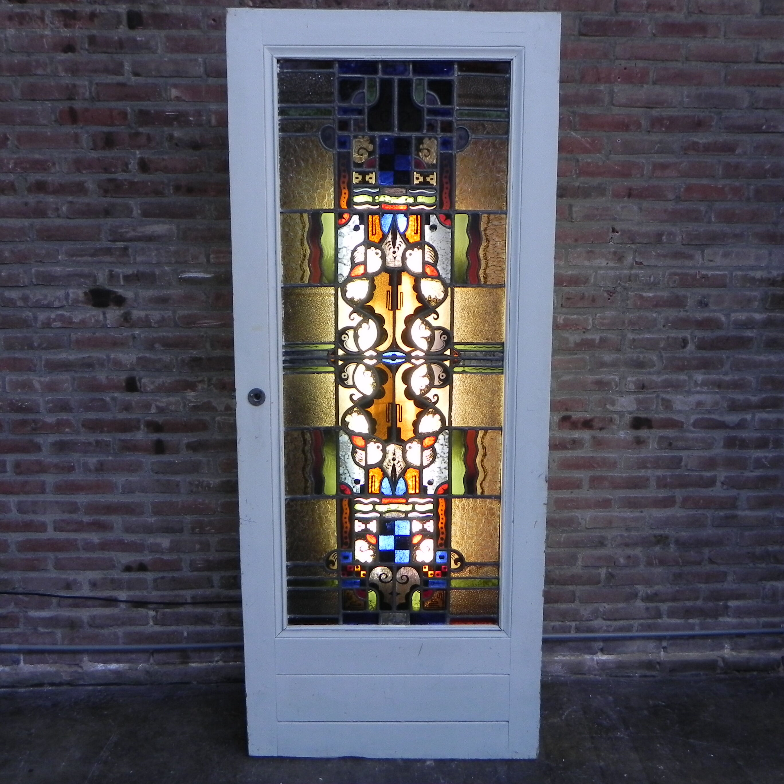 Porte intérieure avec vitrail art déco