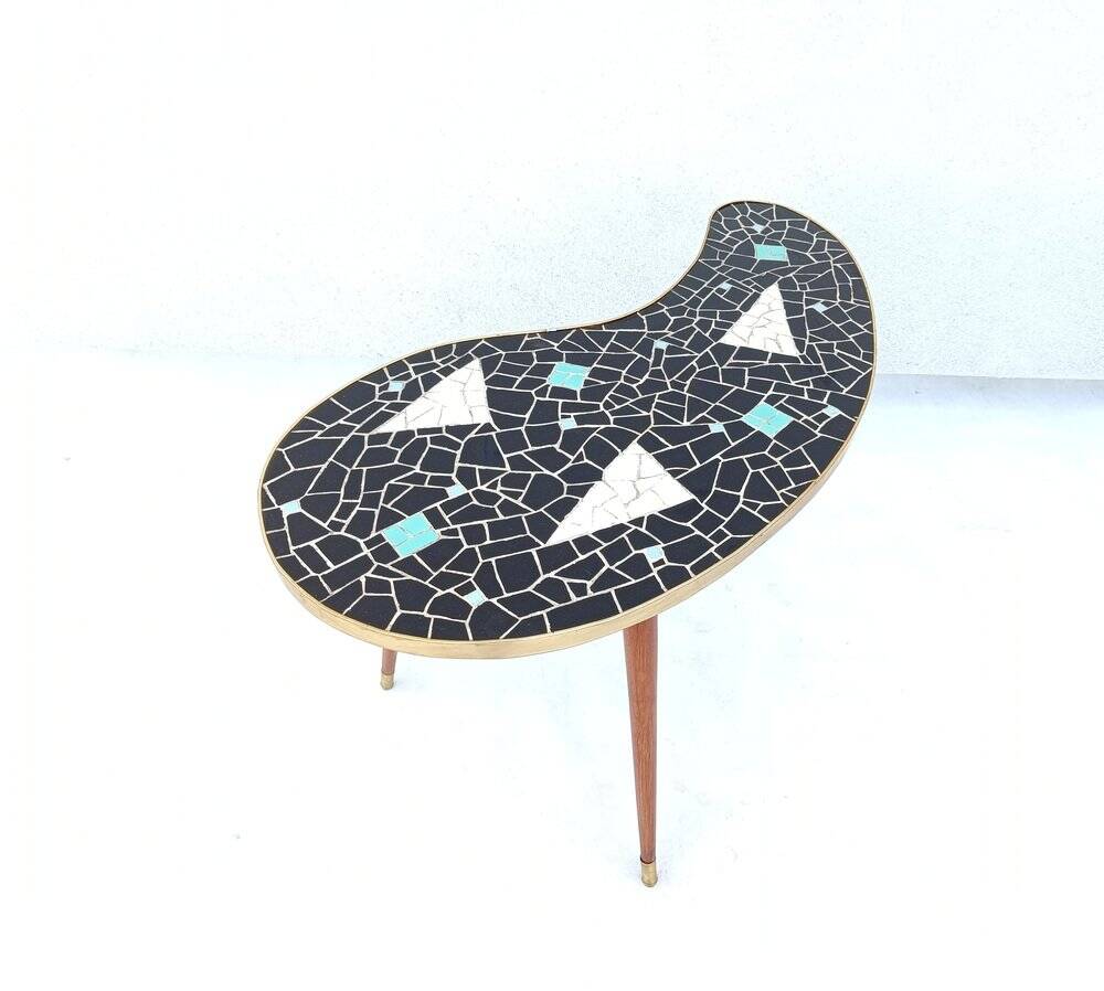 Kidney-shaped coffee table with mosaic top, 1950s