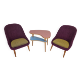 Vintage Chairs and Table, 1960s, Set of 3