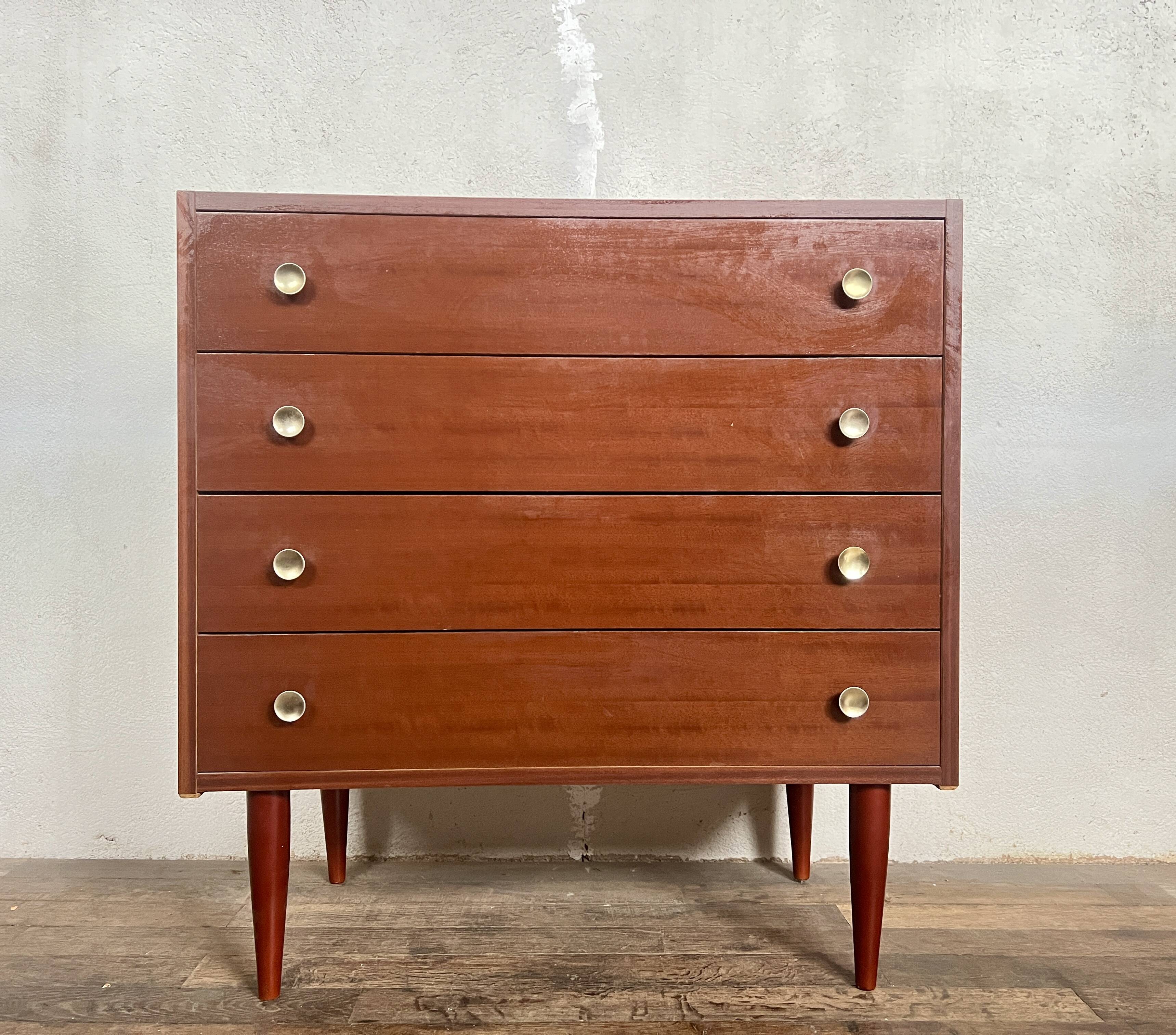Vintage chest of drawers with spindle legs 1960