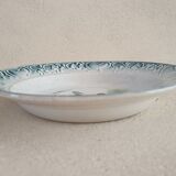 Serving dish iron earth decorated with child and stork decoration