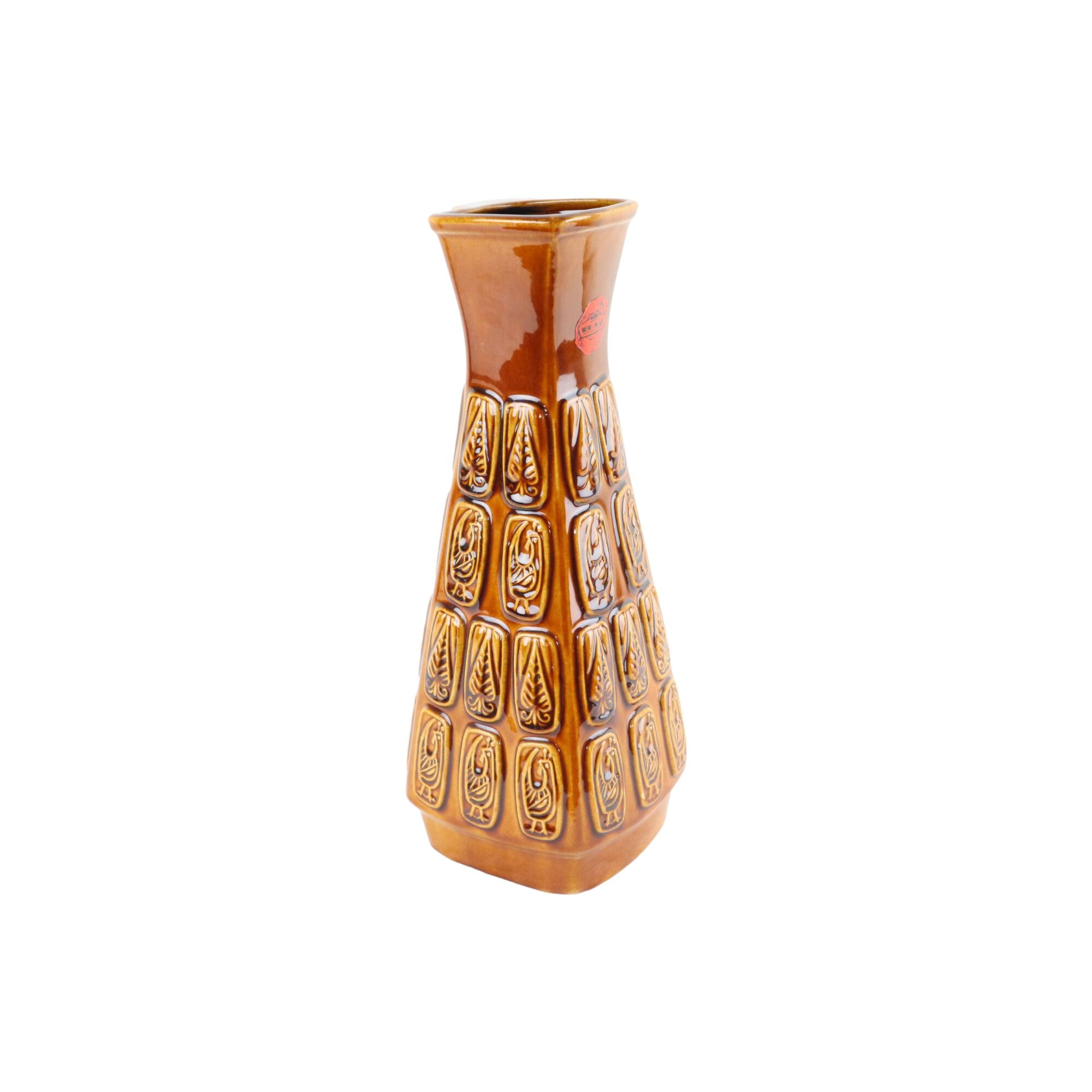 Vintage Vase West Germany Geometric Design Bay Bas Relief 251-35