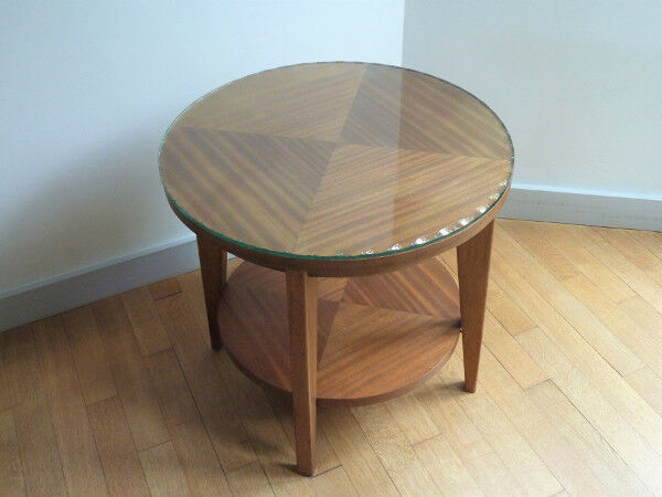 Round low table and glass 50s