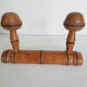 bamboo style wooden coat rack, 2 heads, vintage, 50s/60s, cloakroom, hook