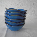 6 blue sandstone ceramic ramekin cups