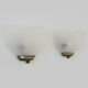 Pair of Vianne wall sconces in gilded metal and white shell-style glass