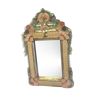 Pretty little vintage wooden mirror in gold, green and pink color 24x39cm