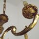 Lustre Art nouveau français en bronze à 6 lumières avec bras en volutes et détails en forme de feuilles