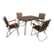 Vintage folding garden set table 4 chairs wood and metal 1960