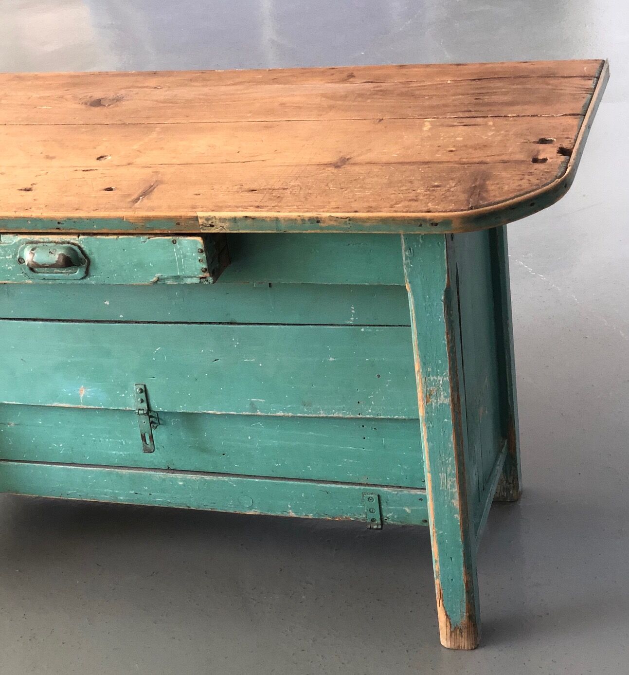 Furniture by trade / console in patinated green wood