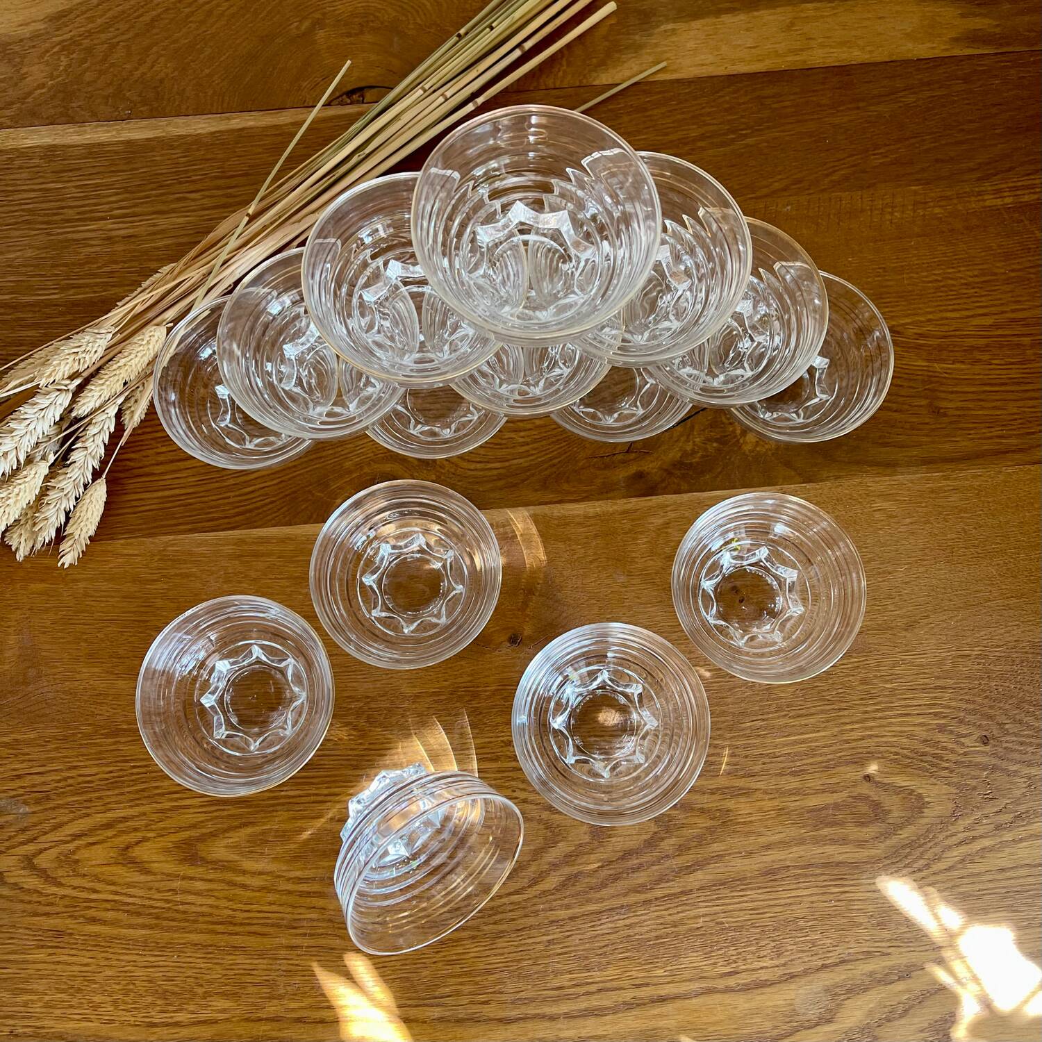 Set of 15 champagne glasses from Verrerie de la Chapelle St Mesmin