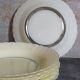 Eight hollow plates Duralex painted glass 60s