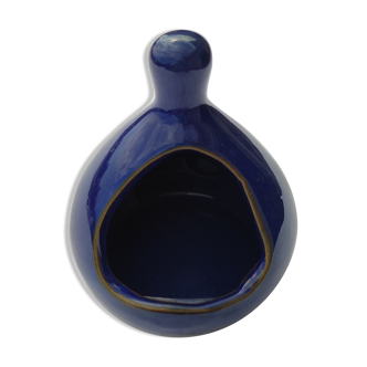 Cendrier vers 1970 de couleur bleu fonce en ceramique
