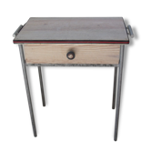 Petite table avec tiroir tablette industrielle metal et bois