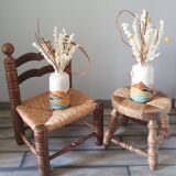 Straw chair and stool