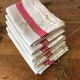 Set of 5 tea towels in ancient mestizos, new condition, with fine red beds