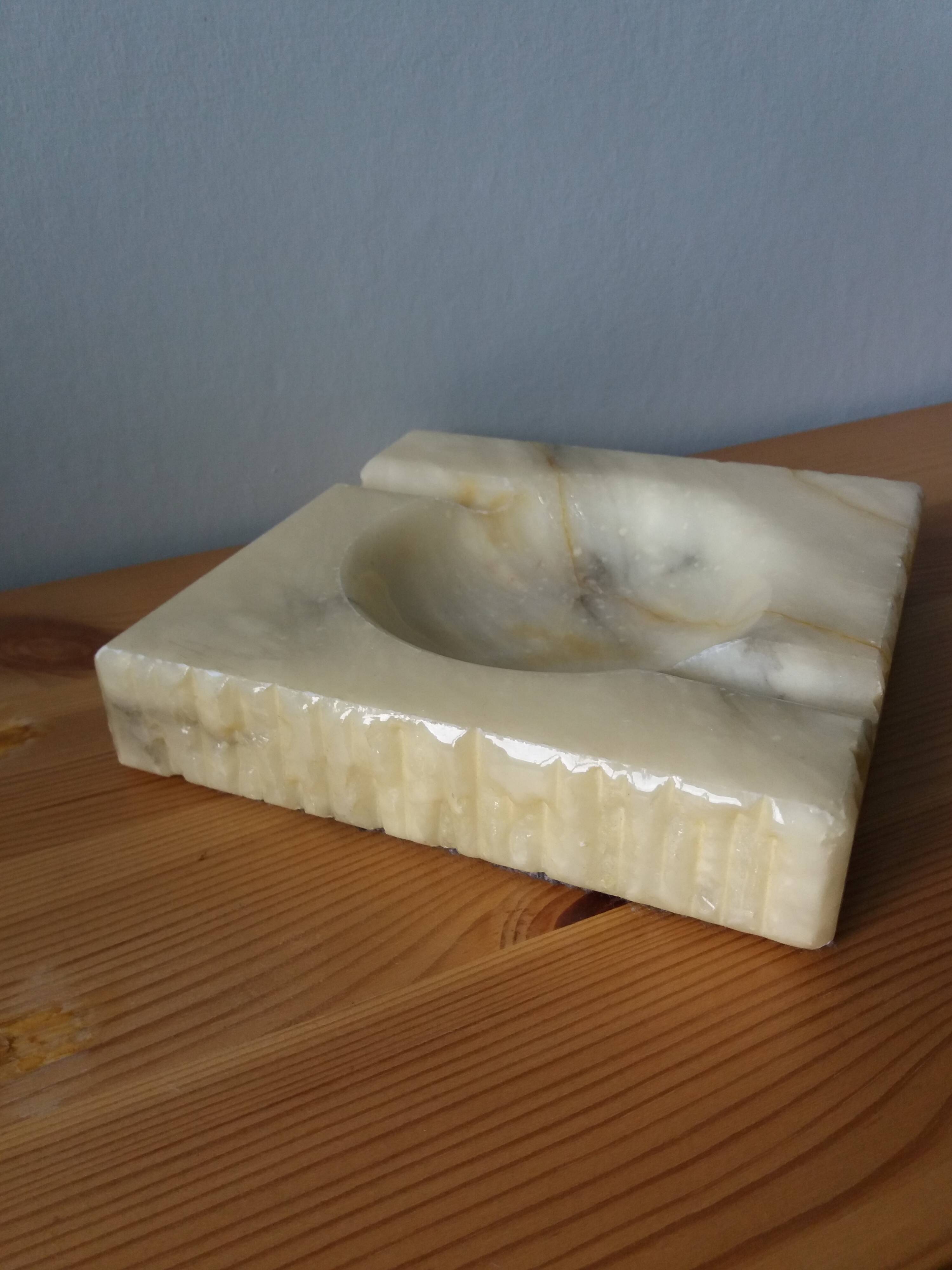 Marble or alabaster ashtray