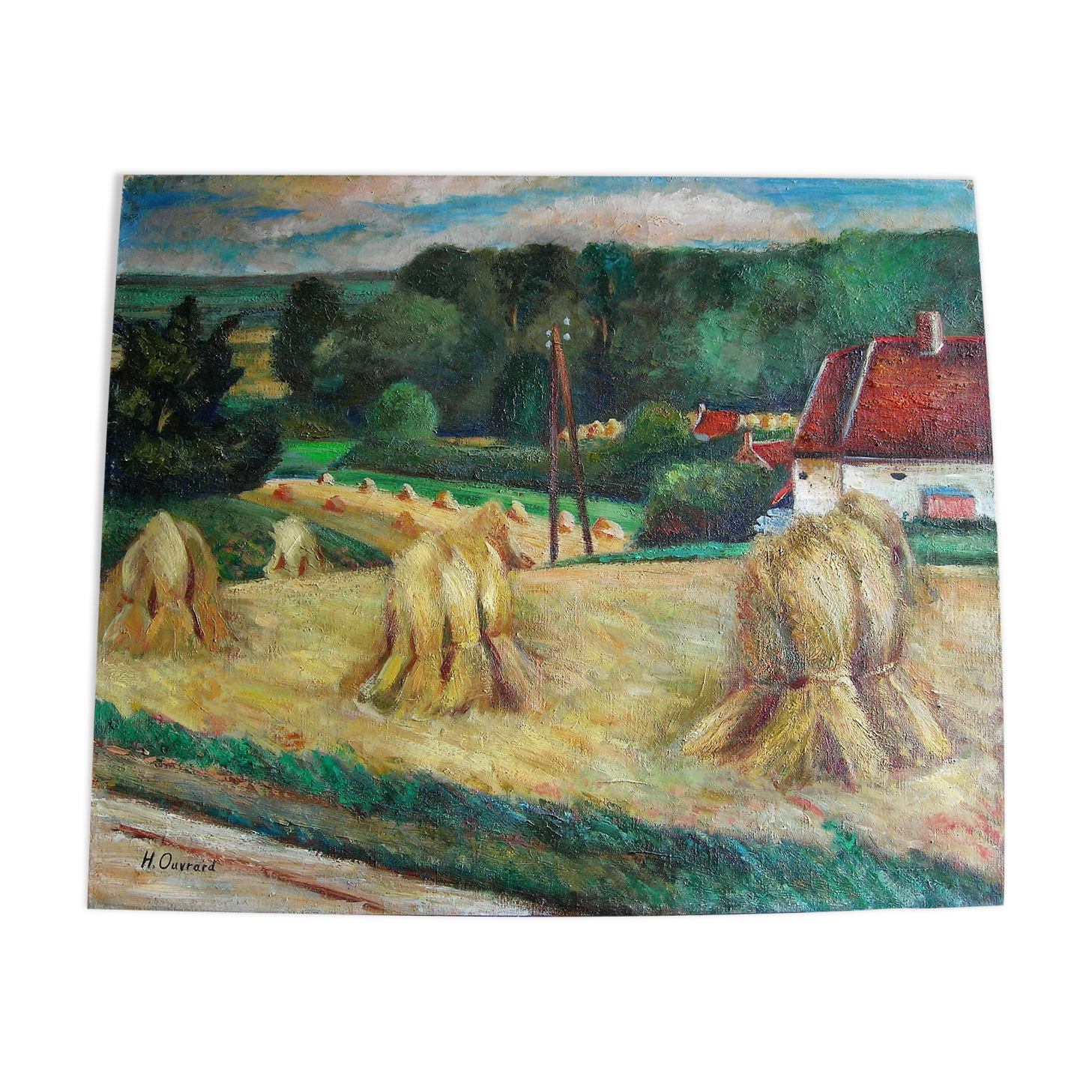 Countryside landscape at the harvest of H.Ouvrard (XXth)