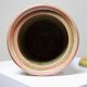 Decorative spice box in vintage two-tone glazed stoneware, handmade and signed.