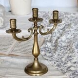 Antique 3-branch candelabra in patinated brass