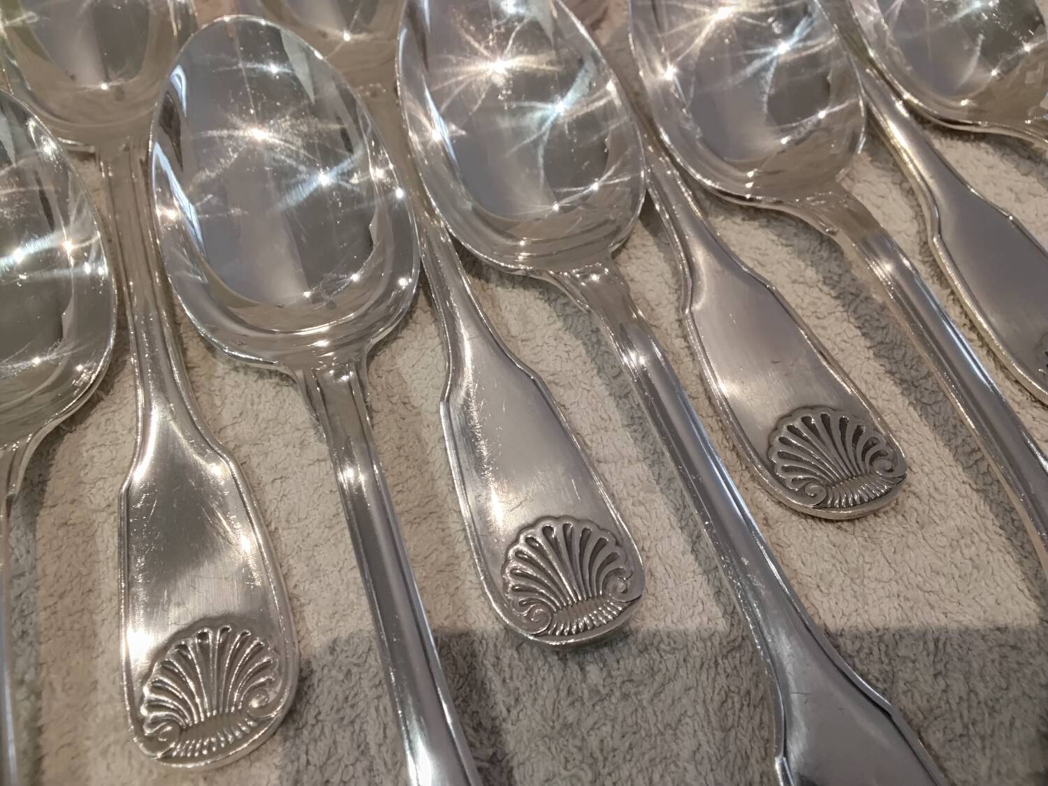 10 silver plated soup spoons, Christofle Vendome, 20.6 cm